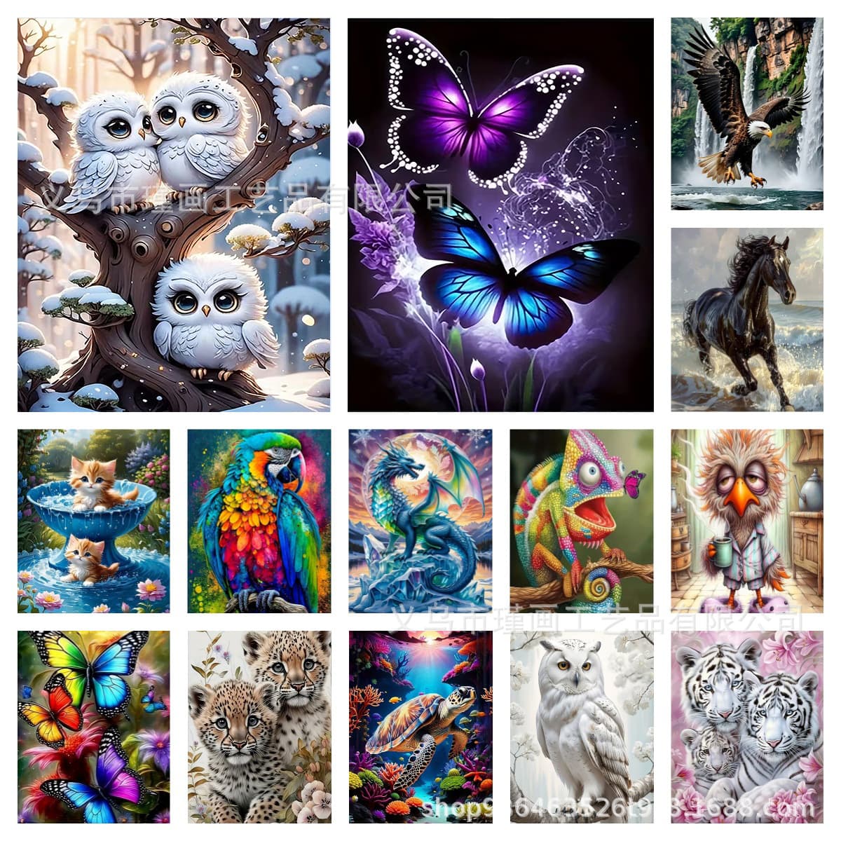 Cross-border TEMU Hot-selling Link Owl Butterfly Cat Horse Series Theme Diamond Painting Factory Direct