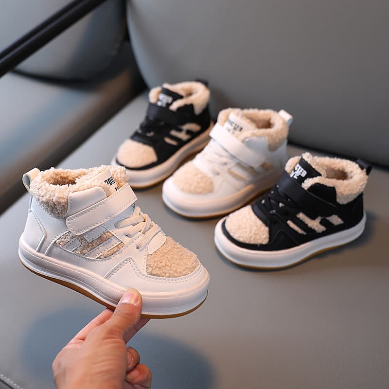 2021 Winter Children's Cotton Shoes Boys Shoes Fleece Lined Casual Shoes Baby Shoes Girls Casual Shoes White Warm Winter Shoes