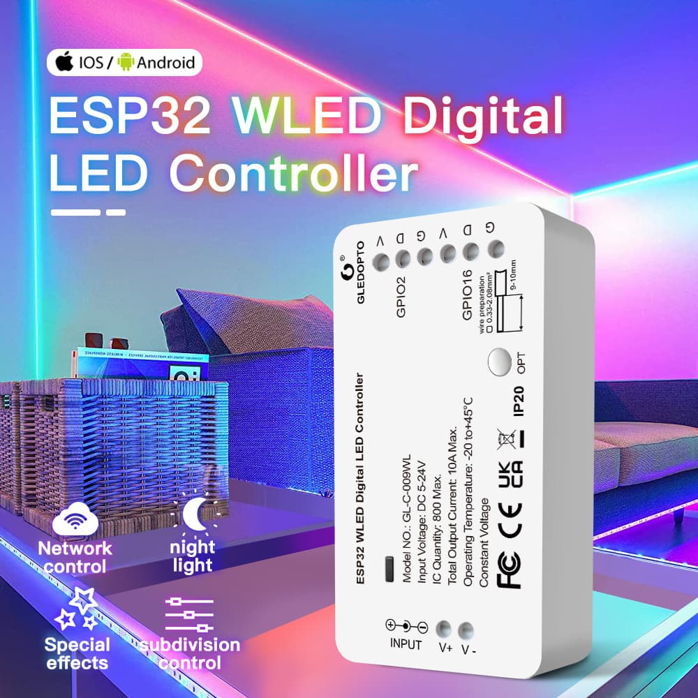 ESP32 WLED Color Controller Supports WS2811 SK6812 SM16703P WS2812B LED Strip