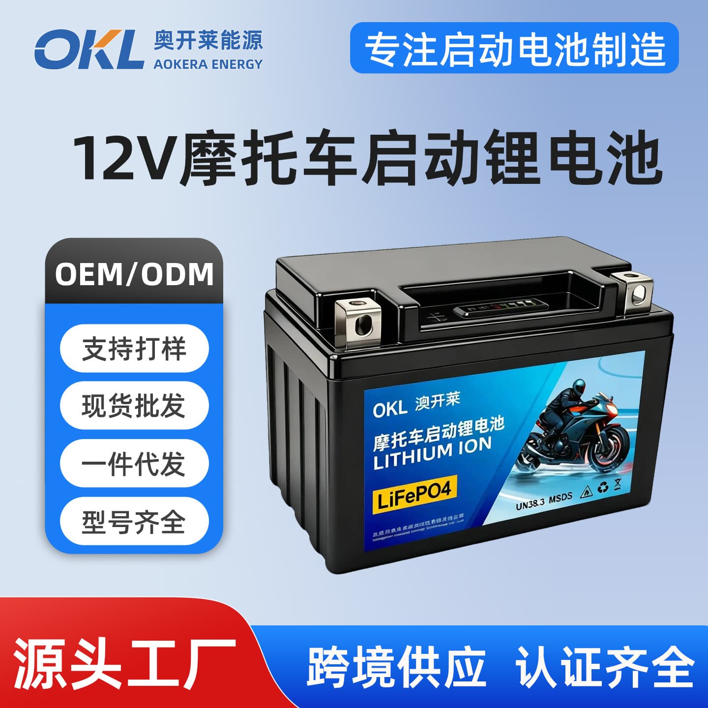 12V Motorcycle Starting Lithium Battery Universal High-Rate LiFePO4 Battery for Motorcycle Starting Power