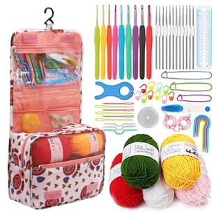 Amazon Cross-Border 59-Piece Crochet Hook Set, Colorful TPR Soft Handle Crochet Hooks, Portable Storage Bag, Yarn Knitting