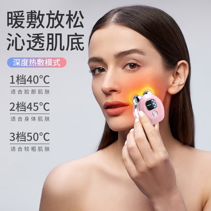 Cross-border New Vibration Beauty Device Travel Portable Heat Compress Charging Massager EMS Microcurrent Dual Roller Massage