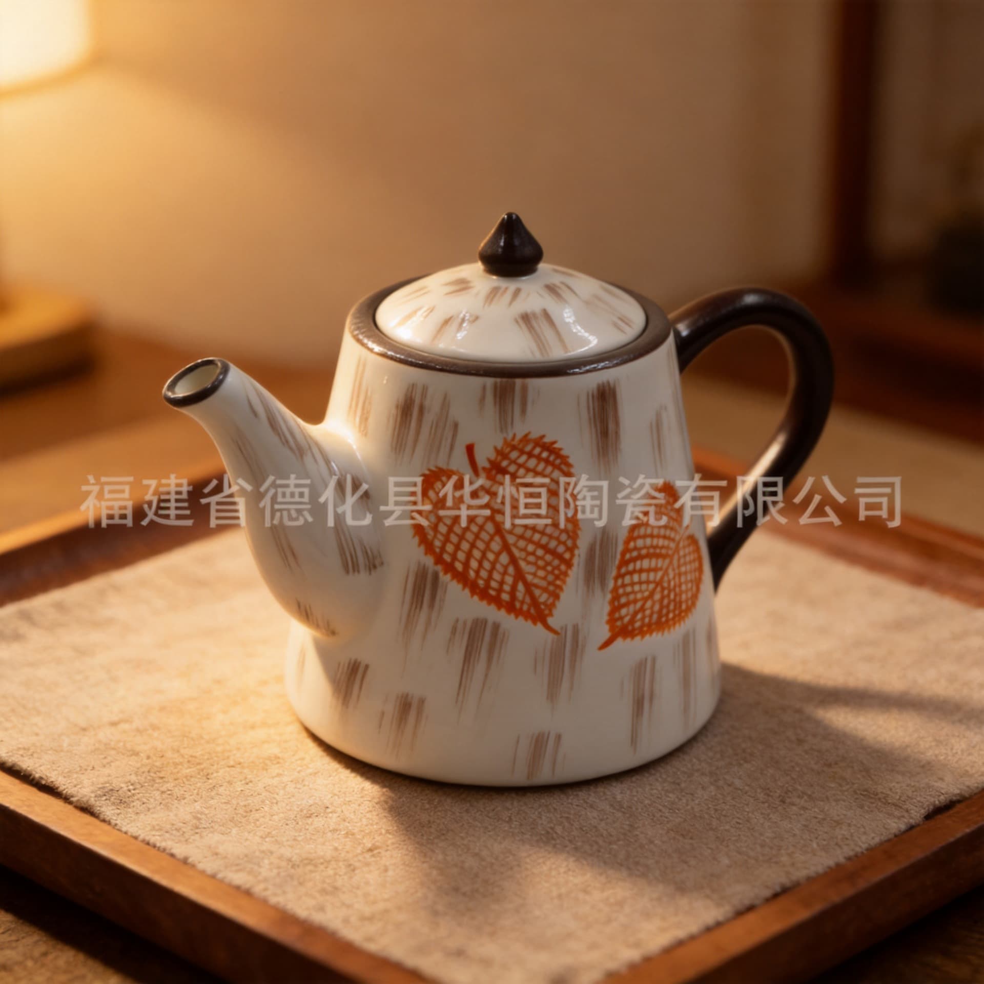 Custom Ceramic Teapot for Export, Minimalist Leaf Texture Design, Large Tea Pot, Beverage Pitcher, Cold Water Jug