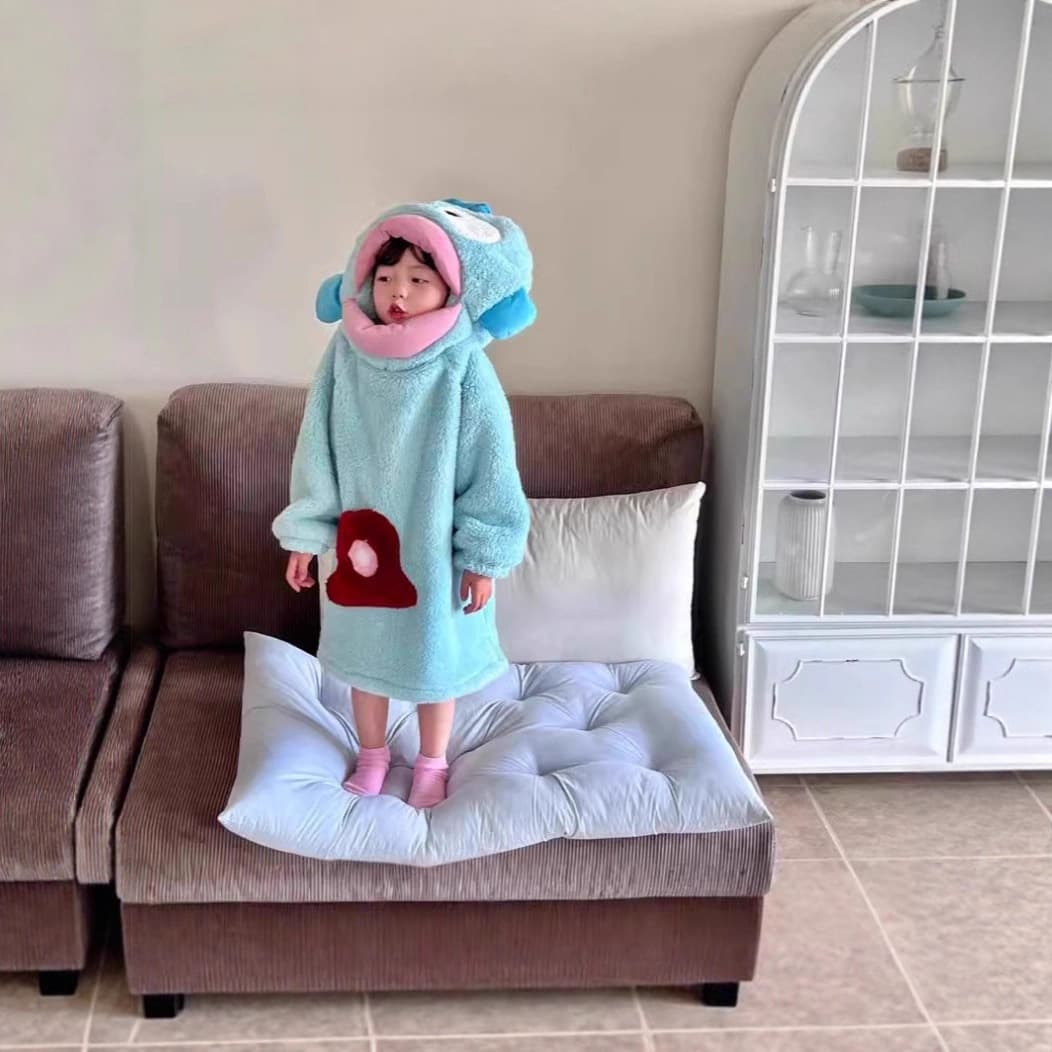 Autumn and Winter Coral Fleece Children's Cute Boys and Girls Thickened Pajamas Robe Homewear