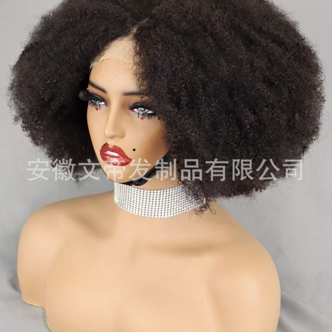 Cross-border e-commerce human hair headband 300% 4*4 Kinky Afvo Bob 100% human hair