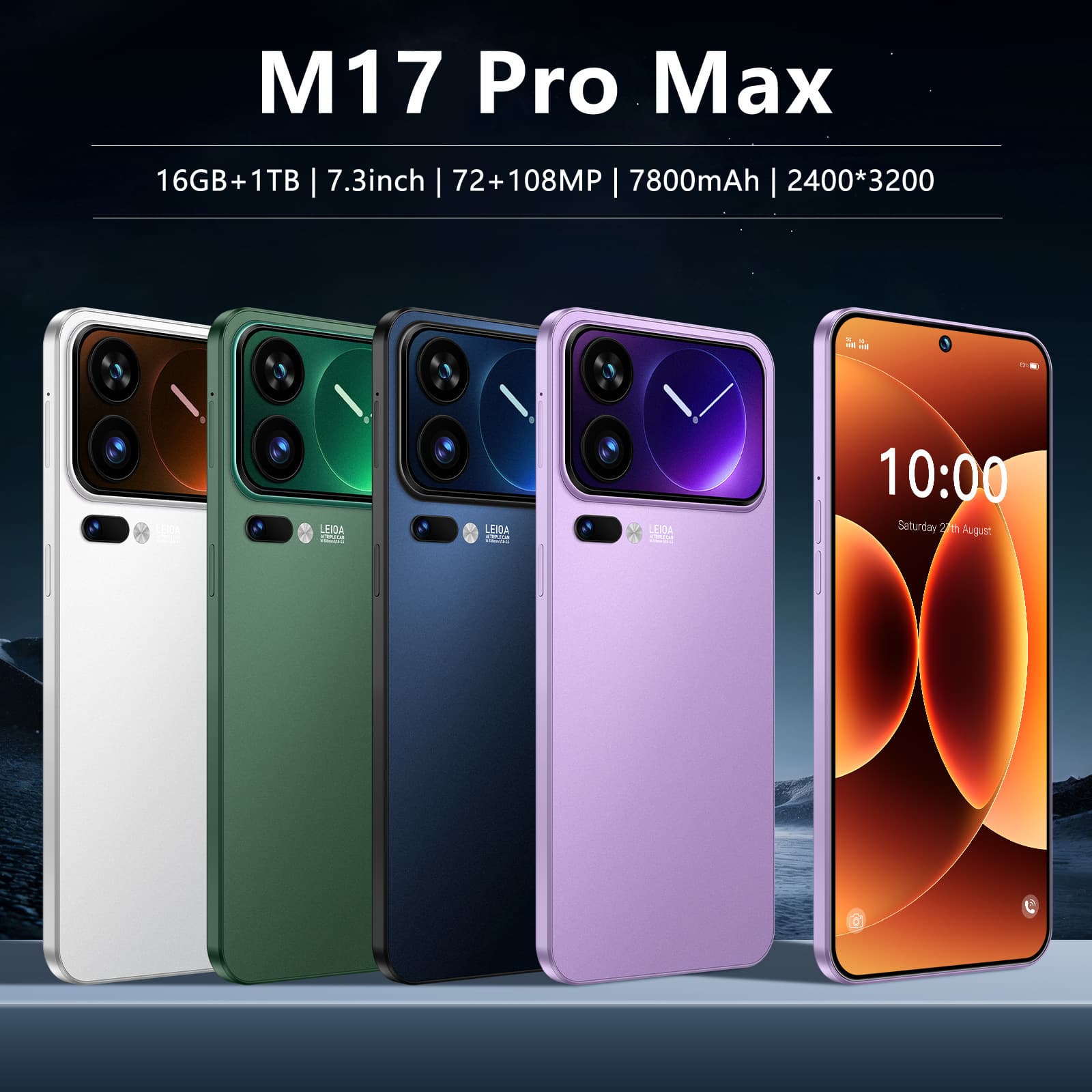 Cross-border M17 Pro Max Phone 16+1T Android Smart 7.3-inch Large Screen Factory Direct Sales Drop Shipping Available