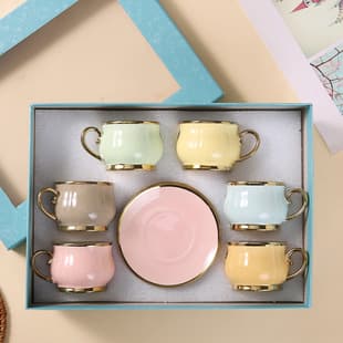 Italian Bone China Coffee Cup and Saucer Set Exquisite Electroplated Coffee Cup 90ml European Gold-Plated Ceramic Cup and Saucer Wholesale