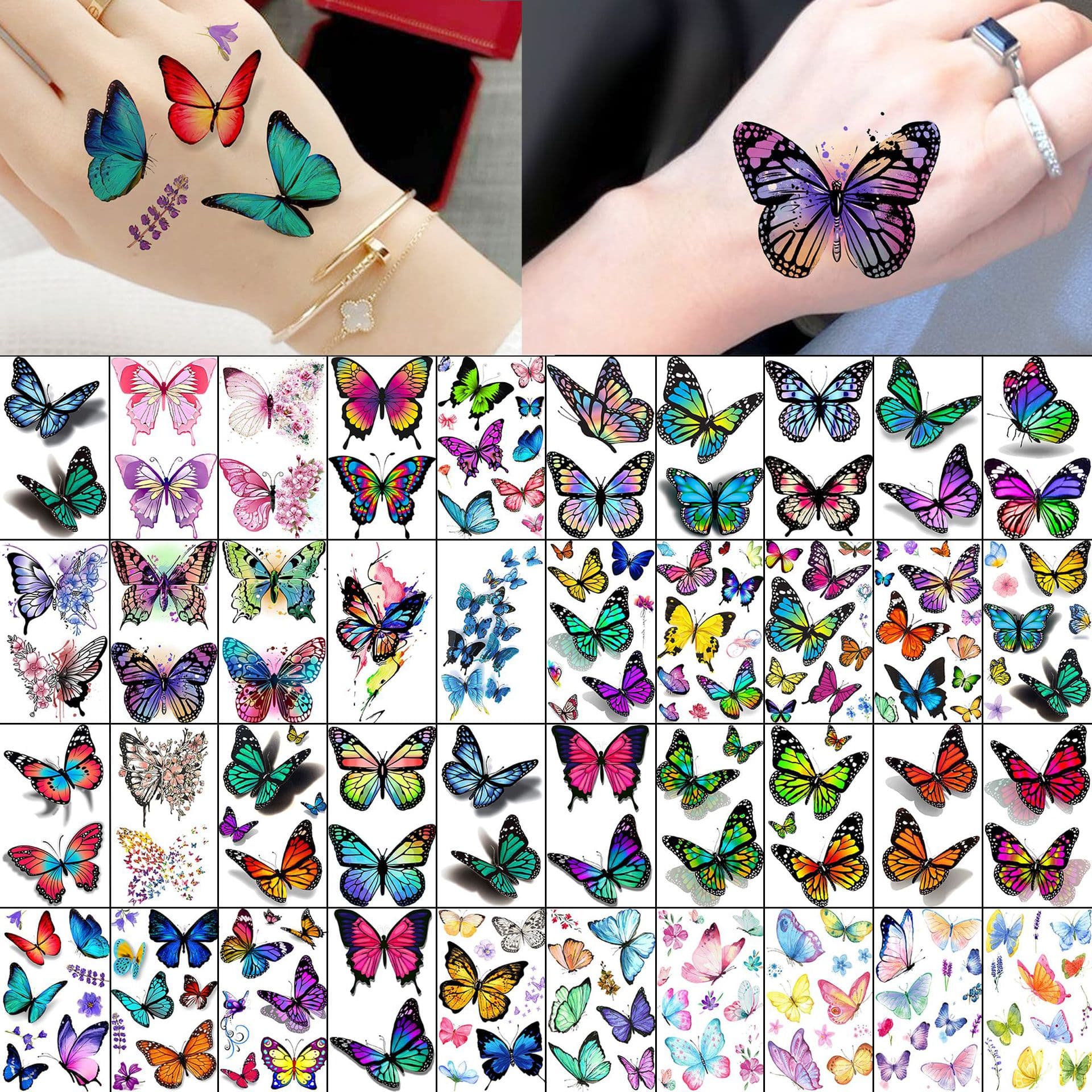New cross-border color butterfly tattoo stickers, high-end hand, wrist and neck tattoo stickers, TEMU European and American Tattoo