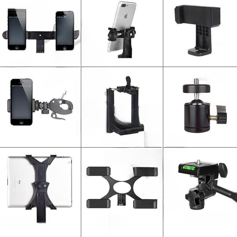 Universal Phone Live Streaming Bracket Phone Clip Head Accessory Dual Camera Tripod Pan-Tilt Fixed Base Wholesale