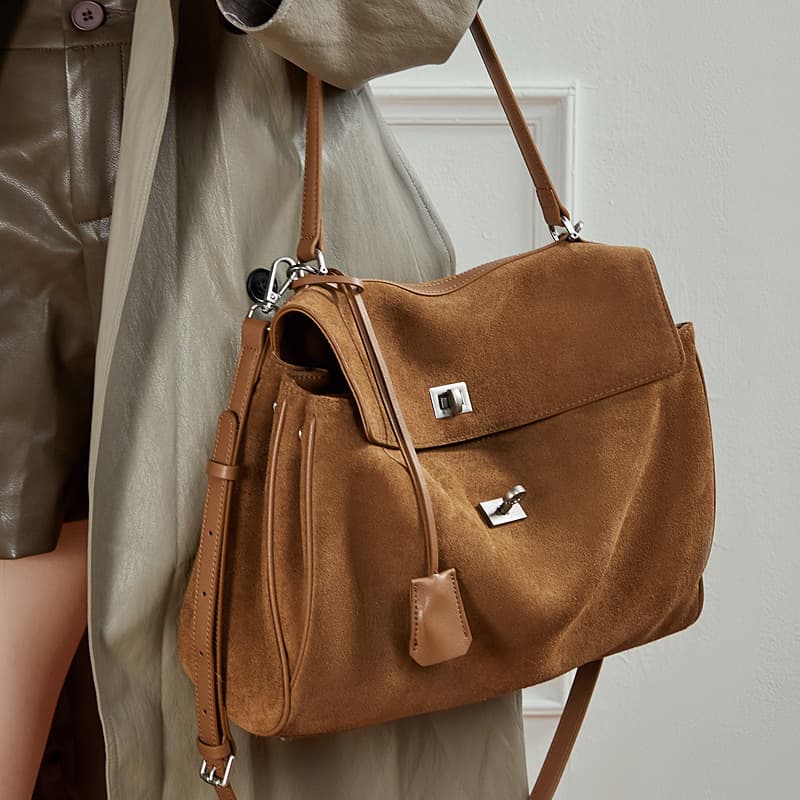 Rodeo Bag Women's Genuine Leather Kelly Tote Bag, Matte Cowhide Premium Large Capacity Shoulder Handheld Underarm Bag