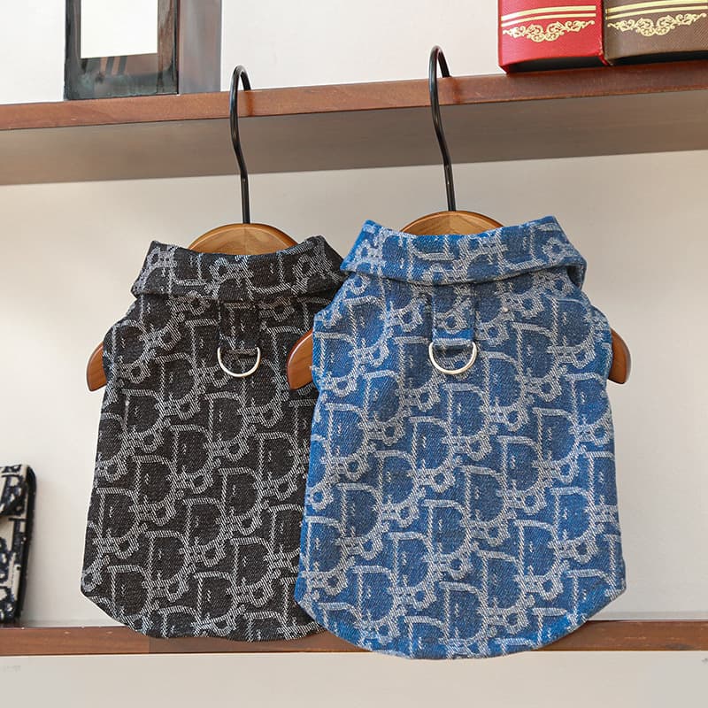 Autumn and Winter Pet Clothing for Small and Medium Dogs and Cats, Jacquard Denim Outfit, Bichon, Teddy, Corgi, French Bulldog Supplies