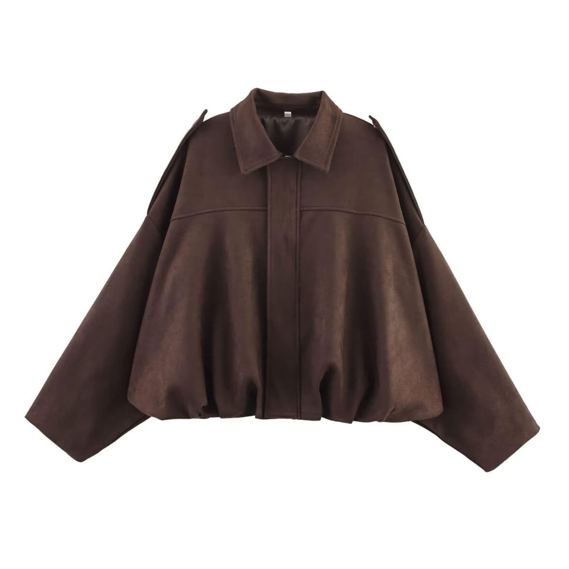 Amazon European and American Women's Clothing 2025 Autumn/Winter Suede Texture Lapel Zipper Button Bomber Jacket