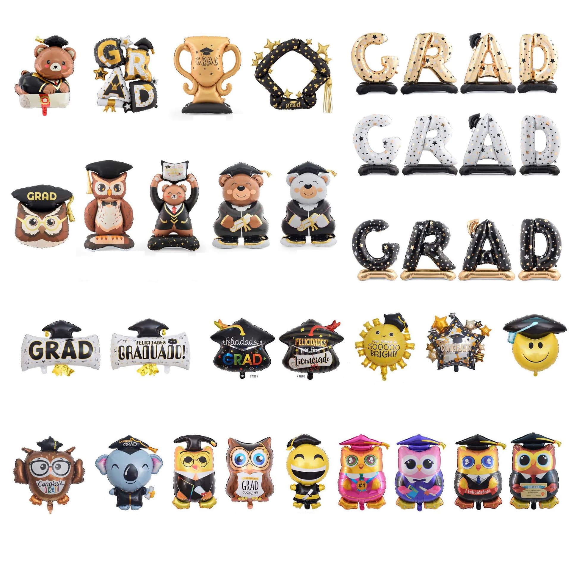 Cross-border Large Standing Graduation Bear GRAD Owl Doctor Foil Balloon Graduation Party Balloon