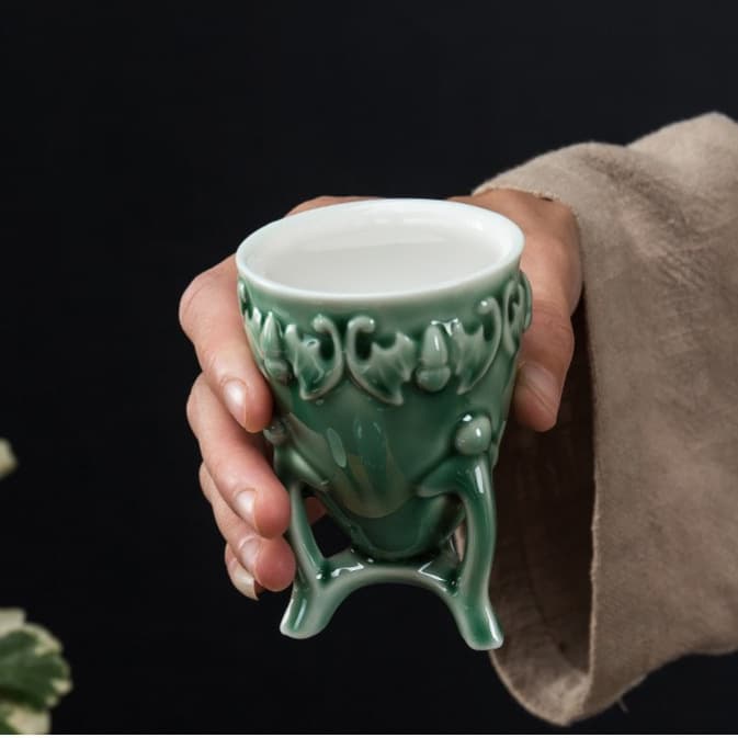 Wufu Ceramic Baijiu Cup, Home Chinese Creative Spirit Glass, Wine Cup, Aroma Cup, Unique One-Shot Cup, Toast Cup Small