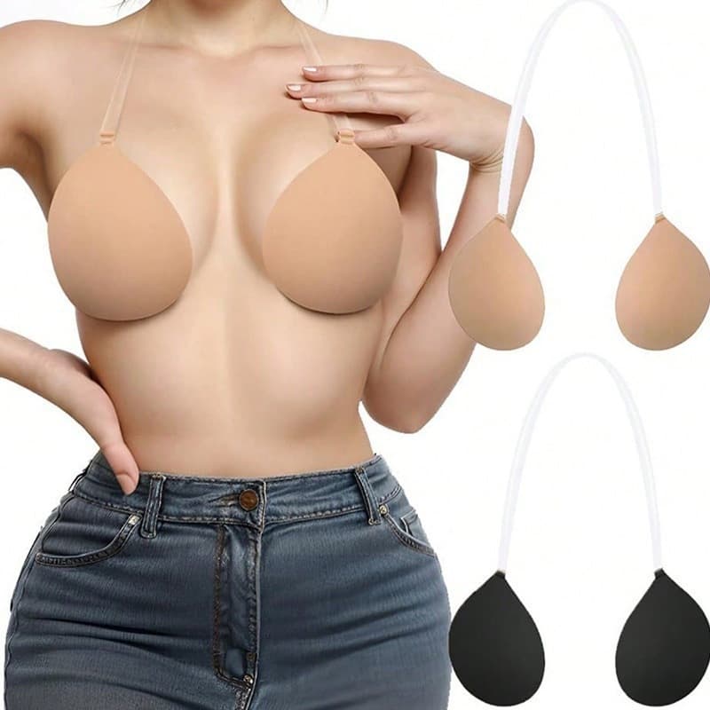 Shein Hot Selling Invisible Anti-Slip Silicone Bra Stickers Breathable Round Cup Chest Stickers Push Up Support Bra for Women Wedding Use