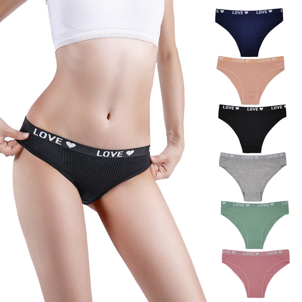 Yunmengni Fashion Ribbed Women's Underwear WISH Amazon Simple Ribbed Bikini Panties