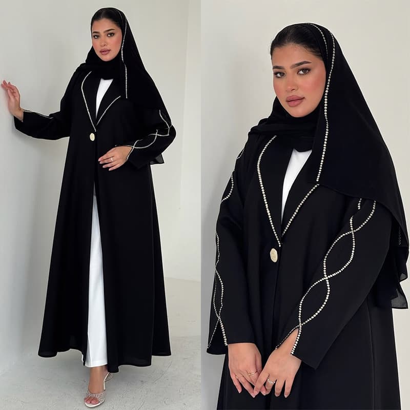 MQ257 2026 summer new Modest cross-border clothing long skirt fashionable and elegant cardigan embroidered with headscarf
