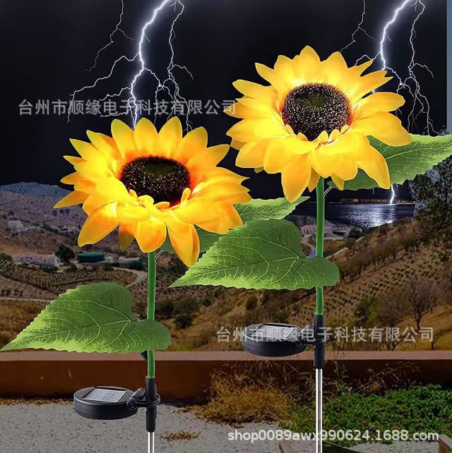 LED Solar Sunflower Ground Insert Light, Decorative Flower for Courtyard, Lawn, Garden, Park, Rose Light, Solar Light
