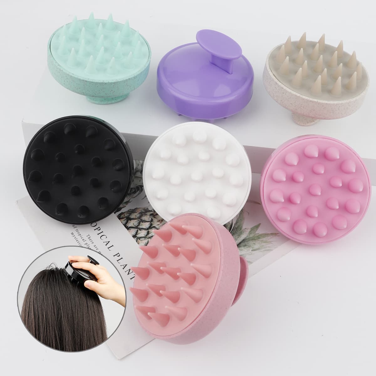 Silicone 19-Tooth Scalp Massage Brush for Hair Washing, Adult and Child Hair Care Tool, Shampoo Comb