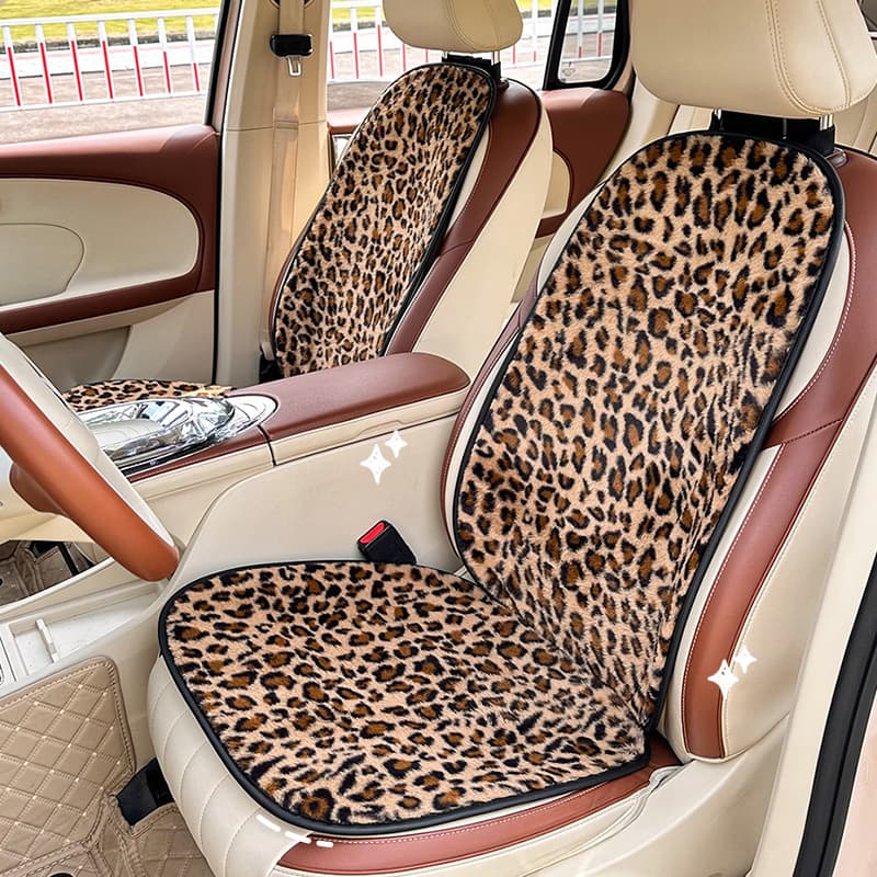 Cross-border Leopard Print Car Seat Cover Plush Warm Non-slip Winter Seat Cushion for Women