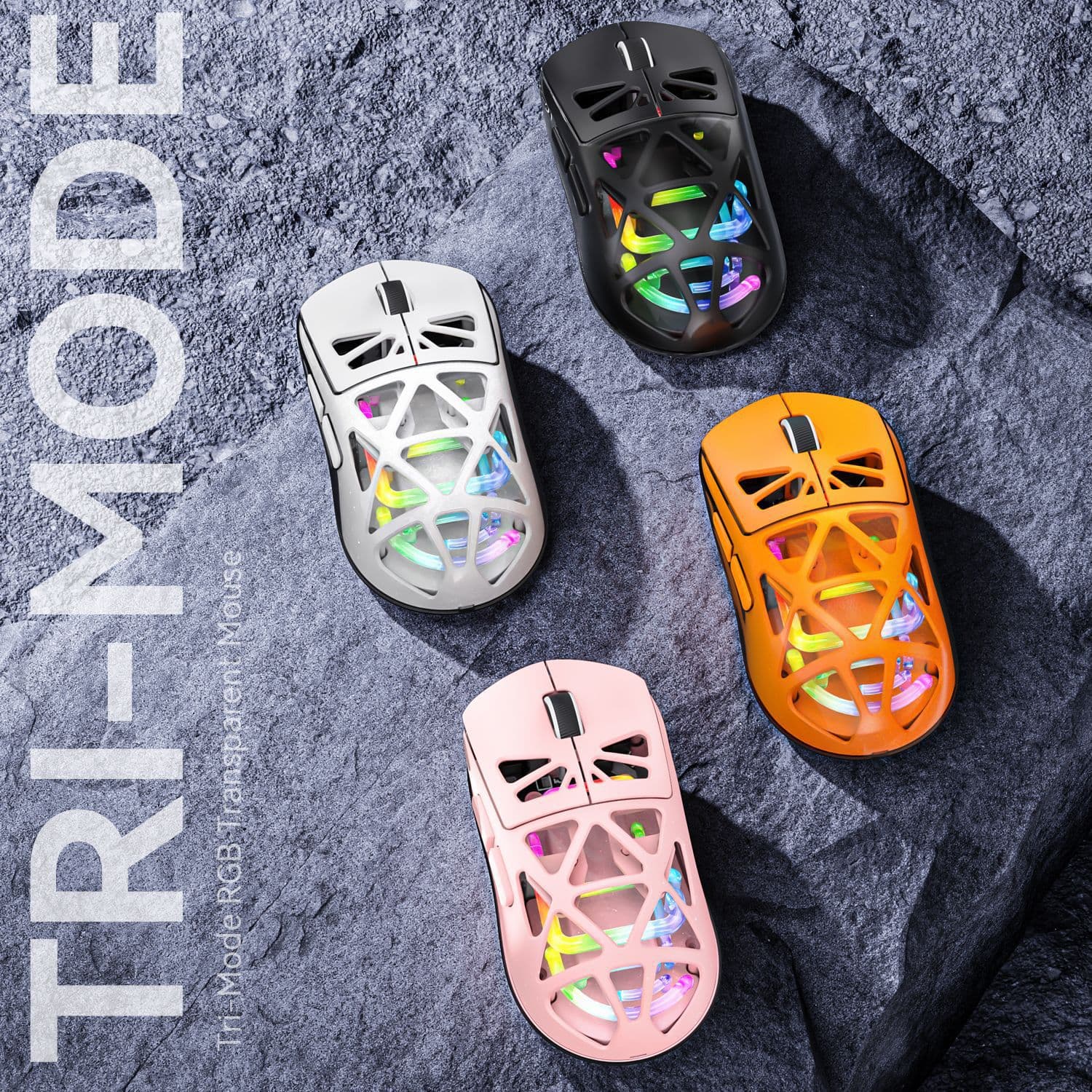 Cross-border M7 hollowed-out lightweight perforated tri-mode Bluetooth wireless 2.4G rechargeable gaming e-sports RGB backlit mouse