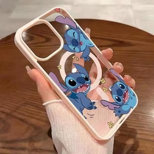 Best-selling magnetic Stitch phone case for iPhone 17 Pro Max, compatible with iPhone 15, pink soft edge couple style