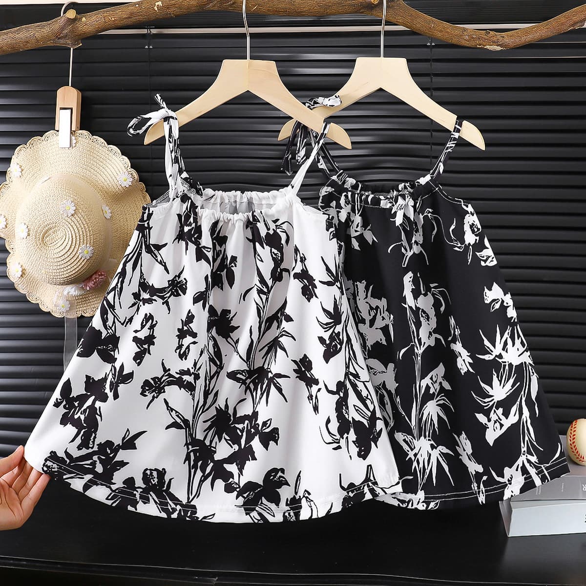 Girls' Summer New Style Stylish Sling Princess Dress Children's Fashionable Casual Summer Thin Floral Dress Trendy