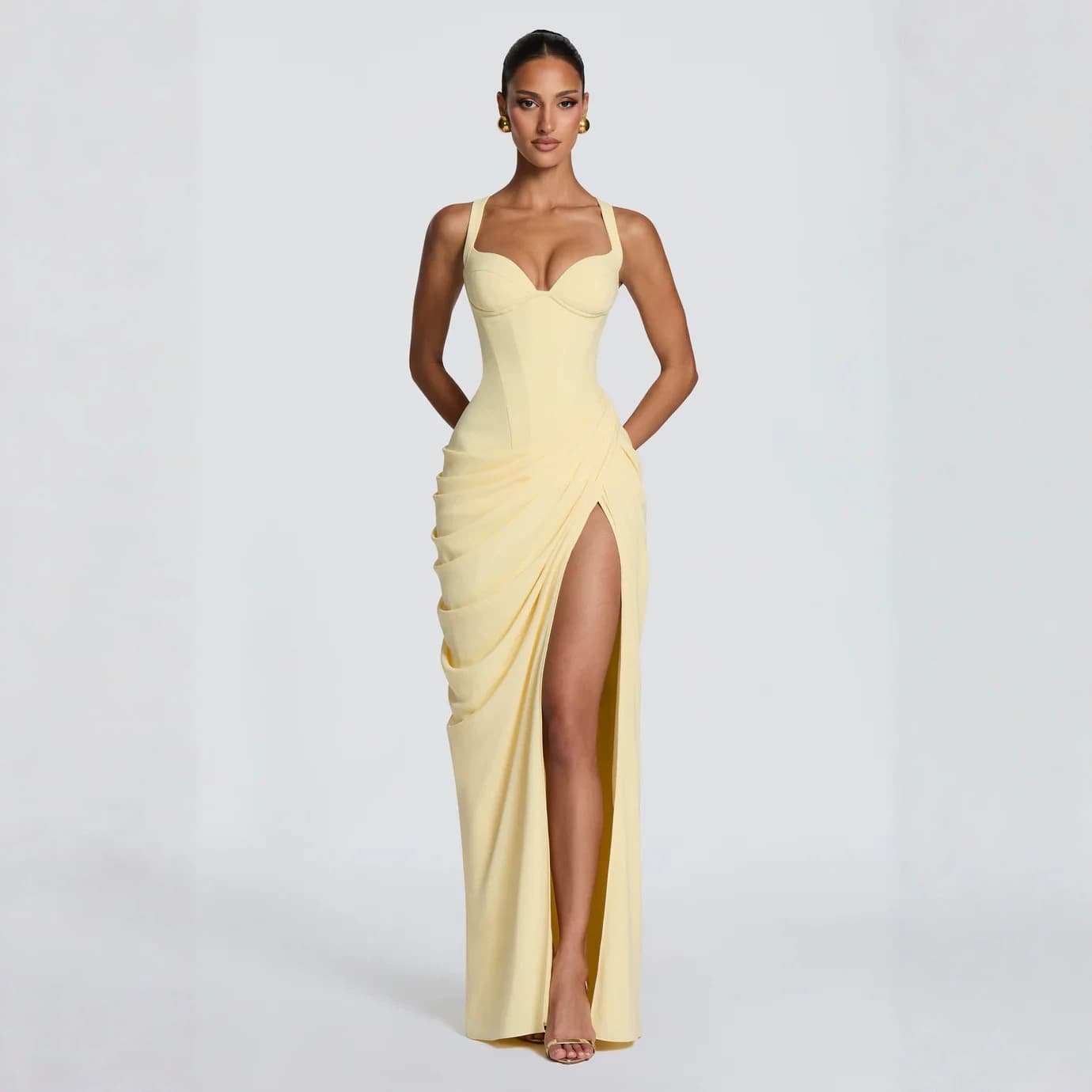 Tube Top Evening Gown 2026 New Summer Pleated Slit Sexy Long Dress European and American Style Cross-border Banquet Dress