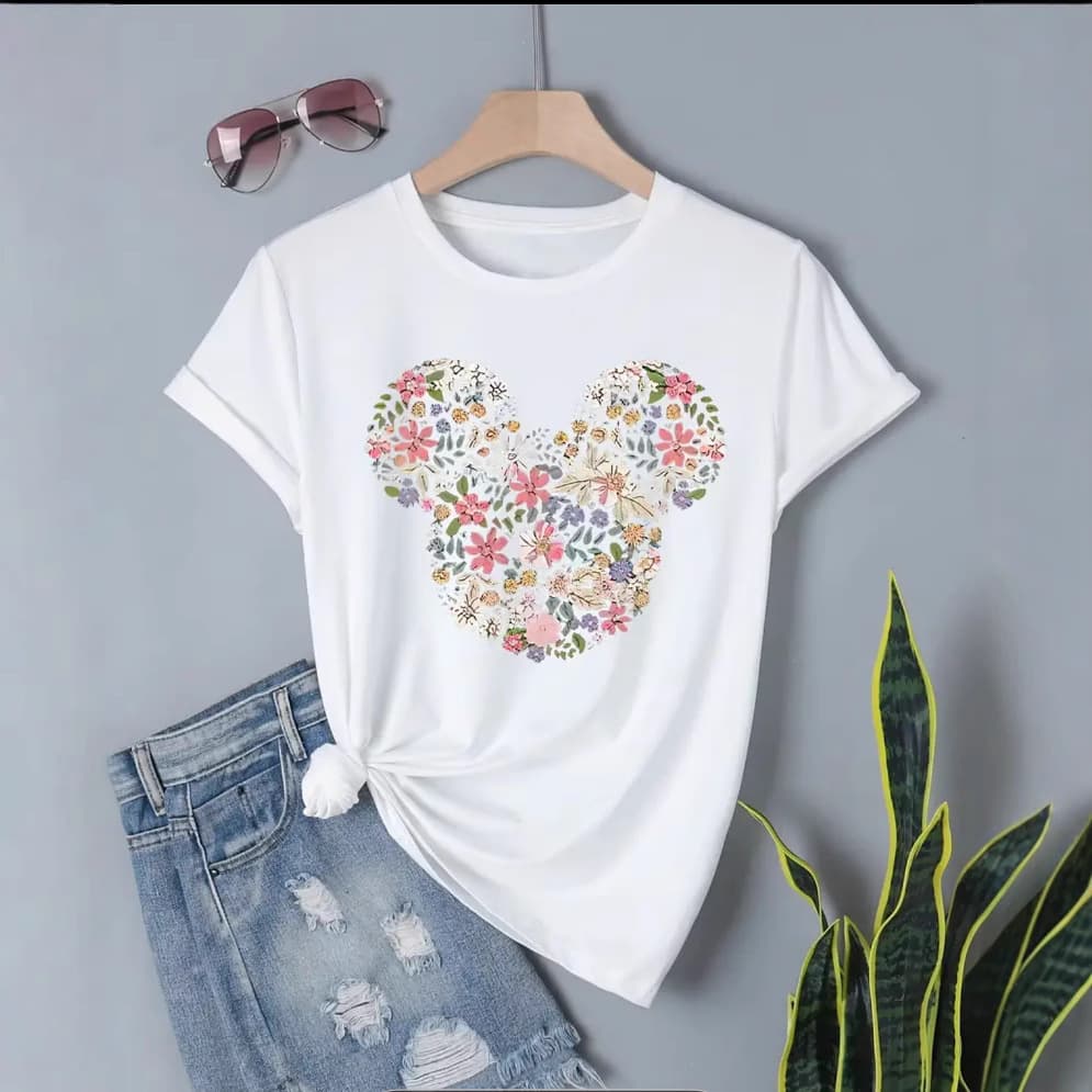 Women's T-Shirt Summer Short Sleeve Fashion Casual Fl