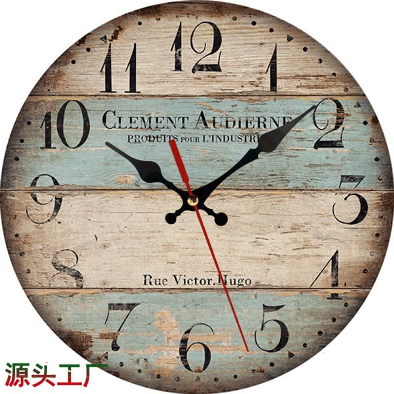 Cross-border Retro Wall Clock European Vintage Wooden Clock Fashion Creative Home Decoration Silent Wall Clock Wholesale