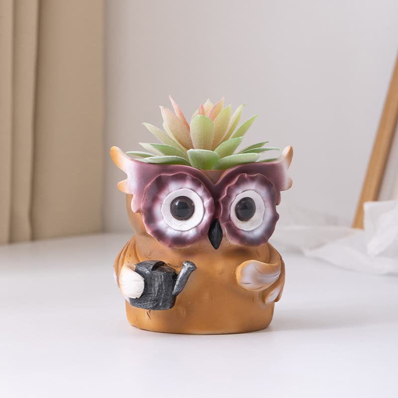 Cute Simulation Owl Shape Resin Creative Desktop Ornament Gardening Decorative Flower Pot Cross-border New Product
