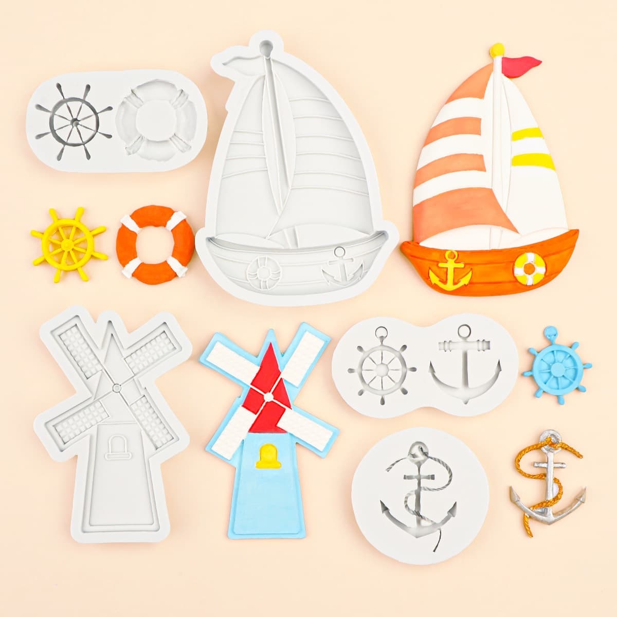 Sailboat Silicone Mold, Small Windmill, Epoxy Resin Decoration Accessories Mold, Fondant, Soft Clay, Plaster, Epoxy Resin Ornaments