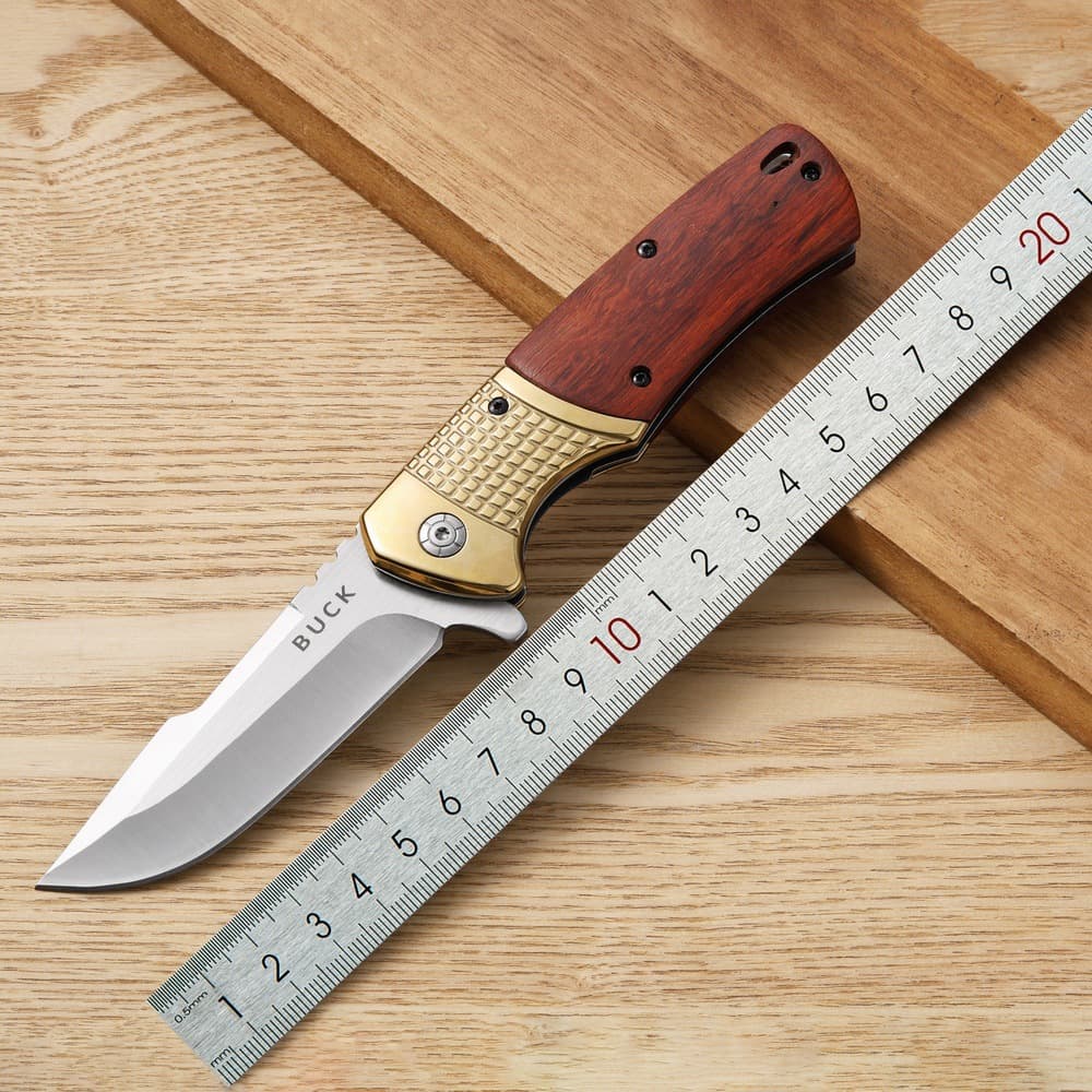 Wood Handle Folding Knife Outdoor Stainless Steel Portable High Hardness Military Knife Camping Special Forces Multifunctional Survival Tool