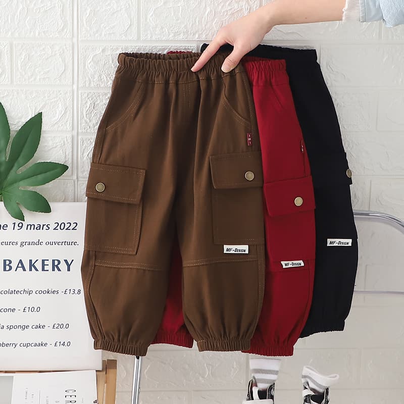 Boys Spring and Autumn Pants 2025 New Children's Wear Toddler Boy Pocket Casual Cargo Long Pants Wholesale