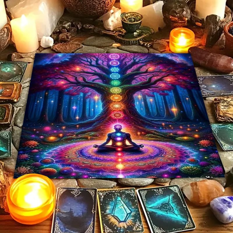 Cross-border hot selling yoga meditation altar cloth five-star tarot card black oracle mat tarot tablecloth mat