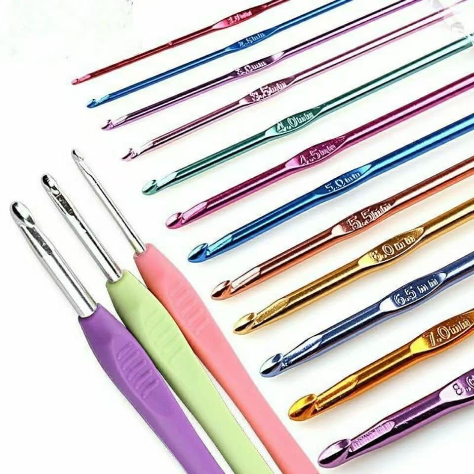 Colored Aluminum Oxide Crochet Hooks Premium Metal Crochet Hooks Thick Yarn Crochet Hooks Full Set DIY Knitting Tools