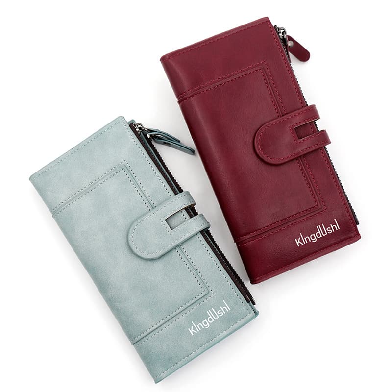 Cross-border retro women's long wallet, unique solid color, multi-card slot clutch, coin purse, large capacity.