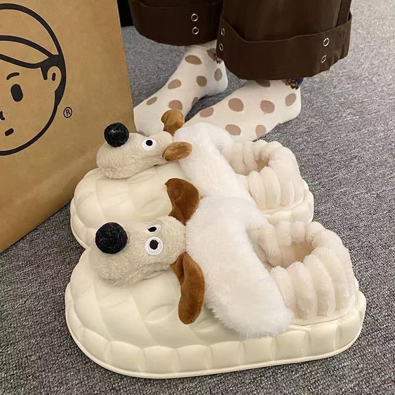 New Didi Dog Cotton Slippers for Women, Home Indoor Anti-slip Warm Leisure Home Autumn/Winter Closed-toe Cotton Slippers for Women