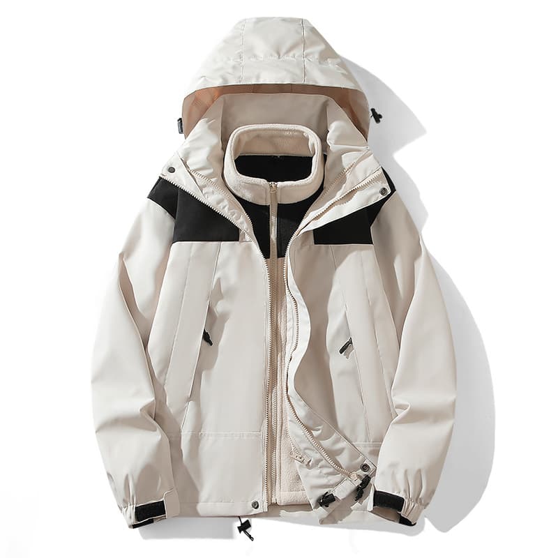 New autumn/winter outdoor windbreaker, men's 3-in-1 couple's stylish detachable two-piece set with inner lining.