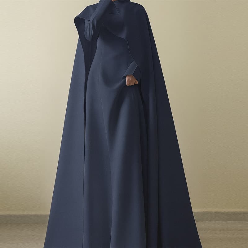 2026 Amazon Cross-Border Trade European and American Women's New Fashion Shawl Solid Color Long Sleeve Simple Long Dress Two-Piece Set