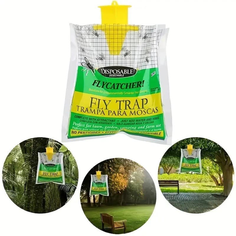 Outdoor Hanging Fly Trap Bag, Foldable Fly Cage, Disposable Fly Collection Bag