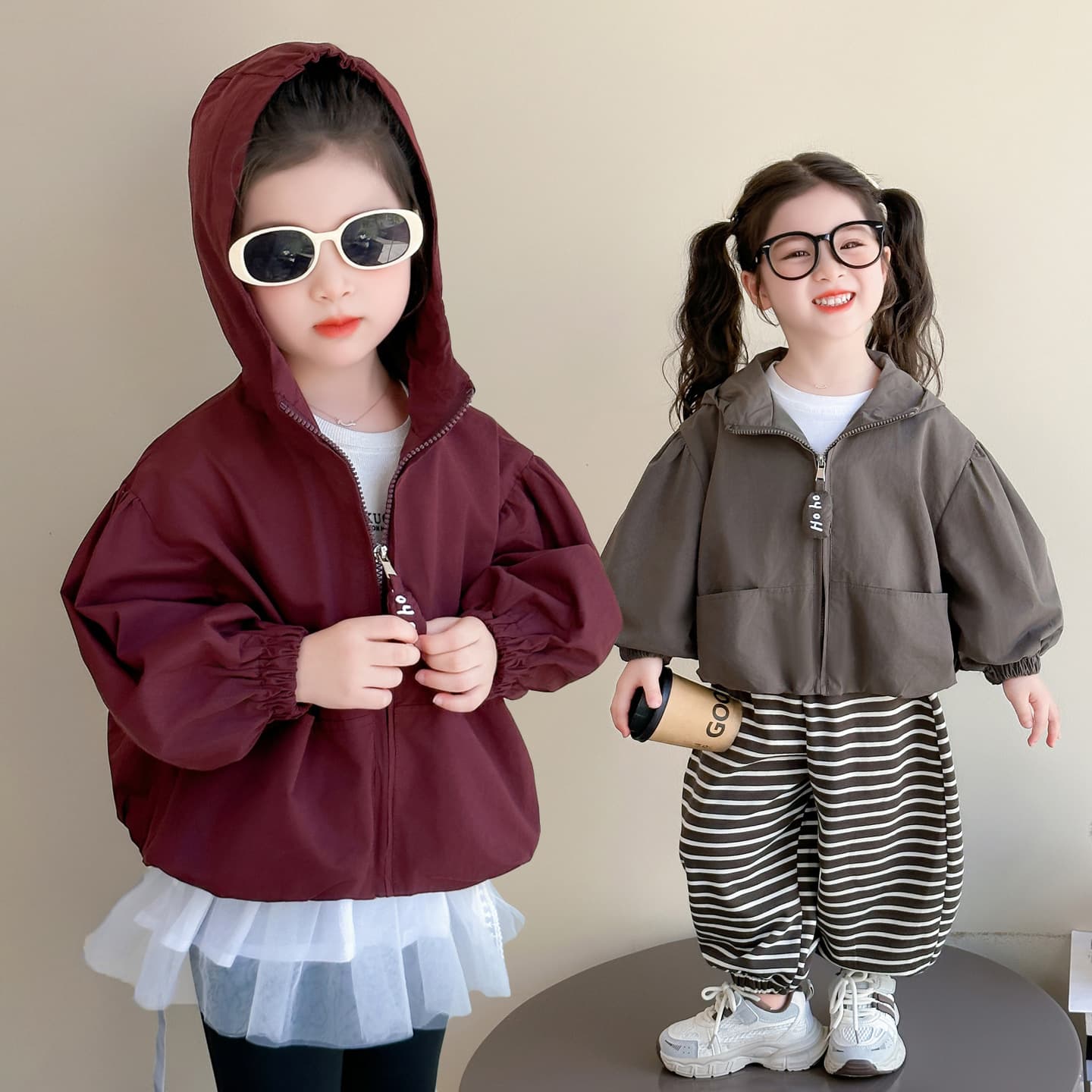 Girls Hooded Jacket Spring Autumn Kids Korean Style Fashion Outerwear Coat for Toddlers and Children