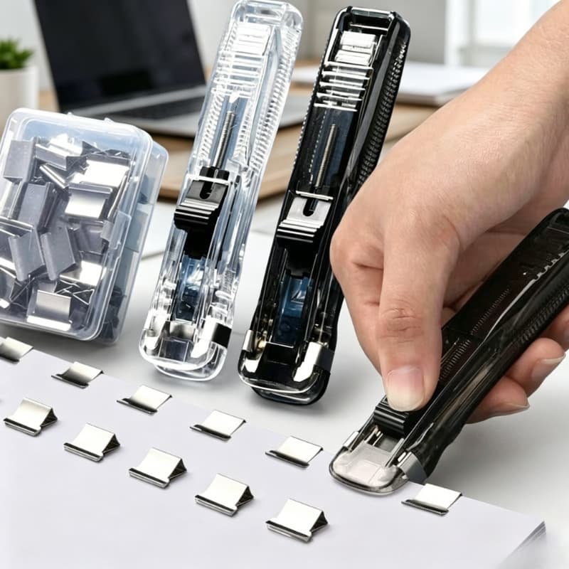 Clip pusher supplementary clip long tail clip needleless stapler office stationery bill clip medium spare clip file clip