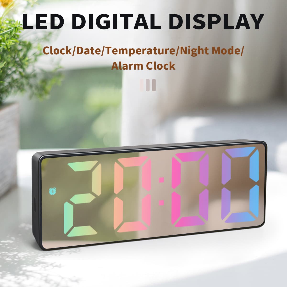 New Product Cross-border LED Mirror Modern Simple Electronic Alarm Clock Student Desktop Smart Large Screen Alarm Clock