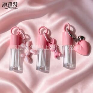 Ring 2.5ml Empty Lip Gloss Tube Packaging Lipstick Tube Transparent Lip Gloss Tube with Cute Pendant Charm Lipstick Container
