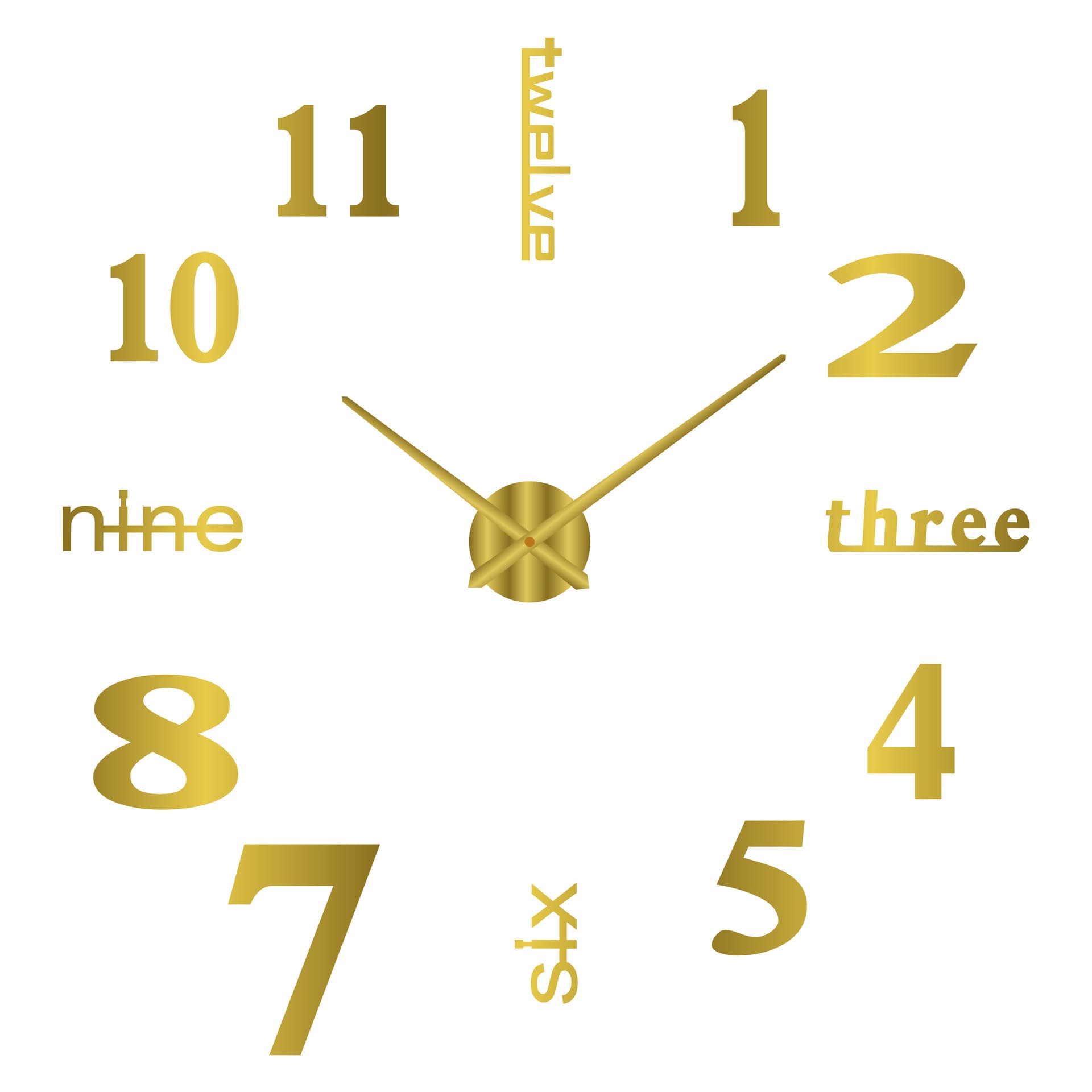 Nordic Minimalist Clock Creative No-Drill DIY Wall Clock Living Room Bedroom Decorative Wall Sticker Clock Personalized Silent Timepiece
