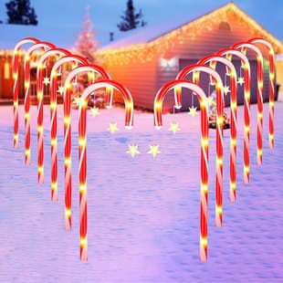 Cross-Border Solar Candy Cane Light Christmas Candy Cane Decorative Spike Light Outdoor Christmas Holiday Light