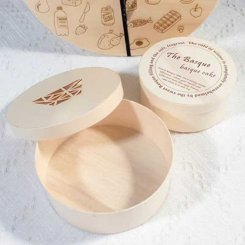 In Stock Round Gift Box with Lid and Base, Various Styles, Bark Texture Wedding Candy Box