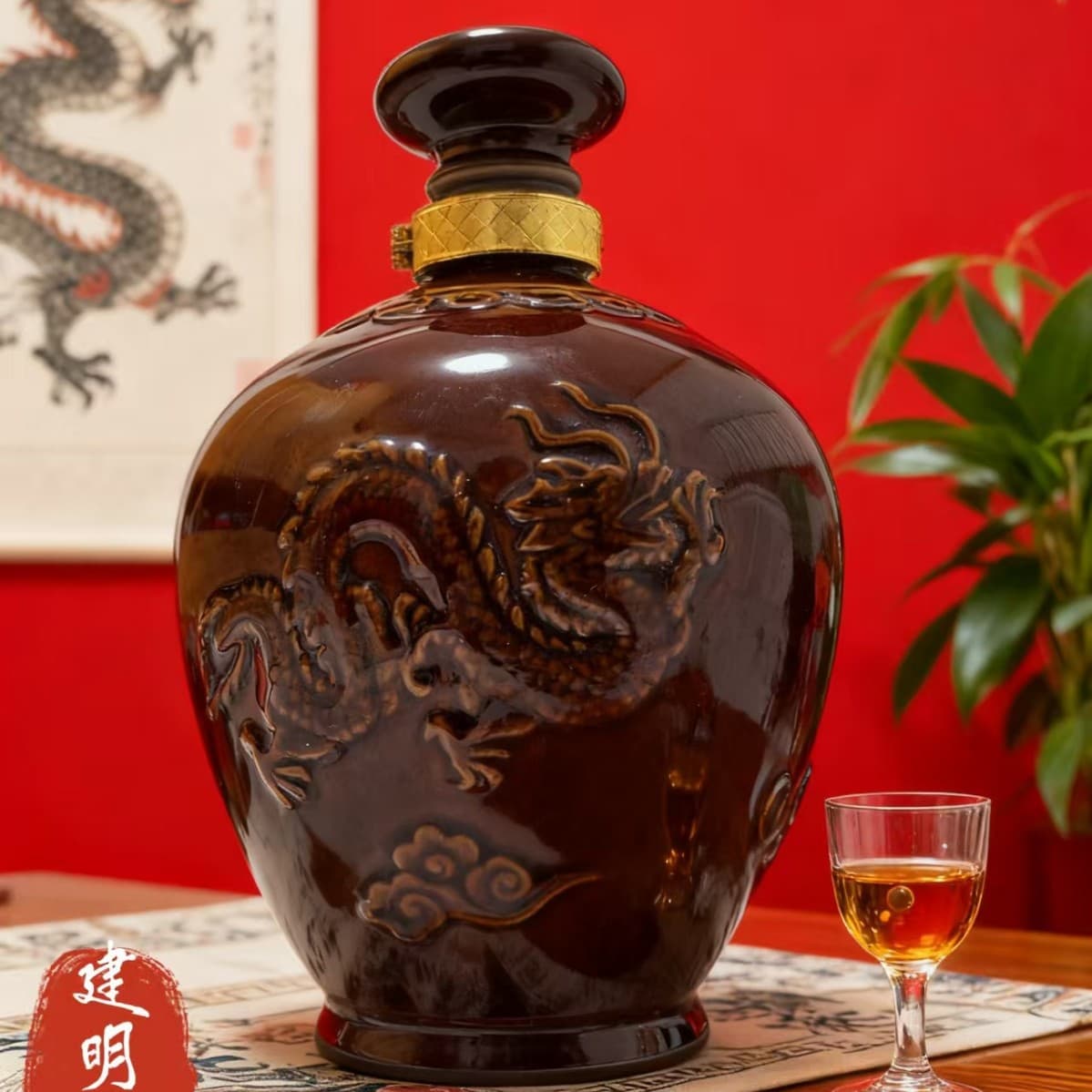 Earthenware wine jars for home brewing, traditional clay pots for storing and sealing wine.