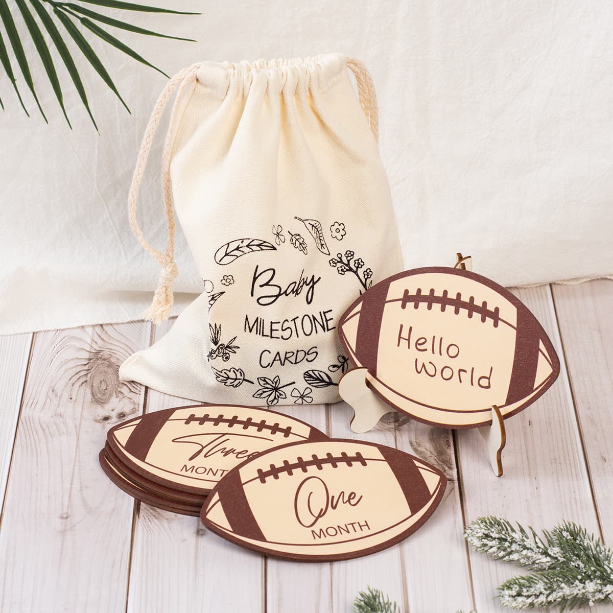 Rugby Baby Monthly Milestone Marker Cards, Newborn Month Sign Record Growth Photography Props